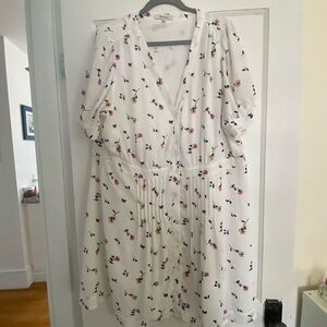Madewell White Dress with Pink Floral Details